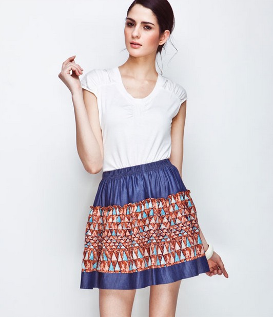 Stitching patch women skirt - Click Image to Close
